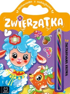 Zwierzątka Zaczarowana kredka Malowanka z naklejkami
