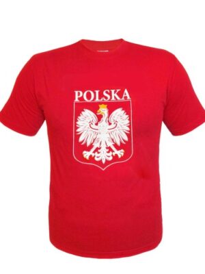 Koszulka biało-czerwona z nadrukiem, kolor czerwony, rozmiar L